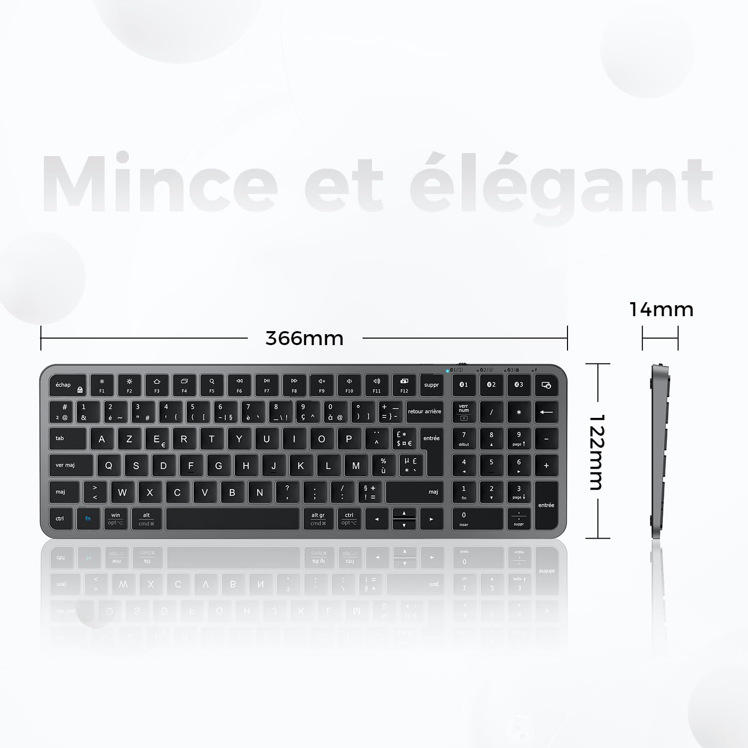 iClever Clavier Bluetooth, Clavier sans Fil, Gris