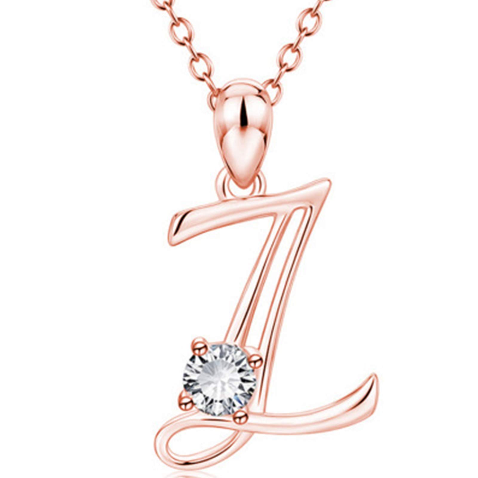 Necklace Pandant Chain Fashion Durable 26 Capital Letter Pendant Necklace Cubic Zirconia Rose Gold Jewelry Accessory for Holidays, Parties, Birthdays Present-Z