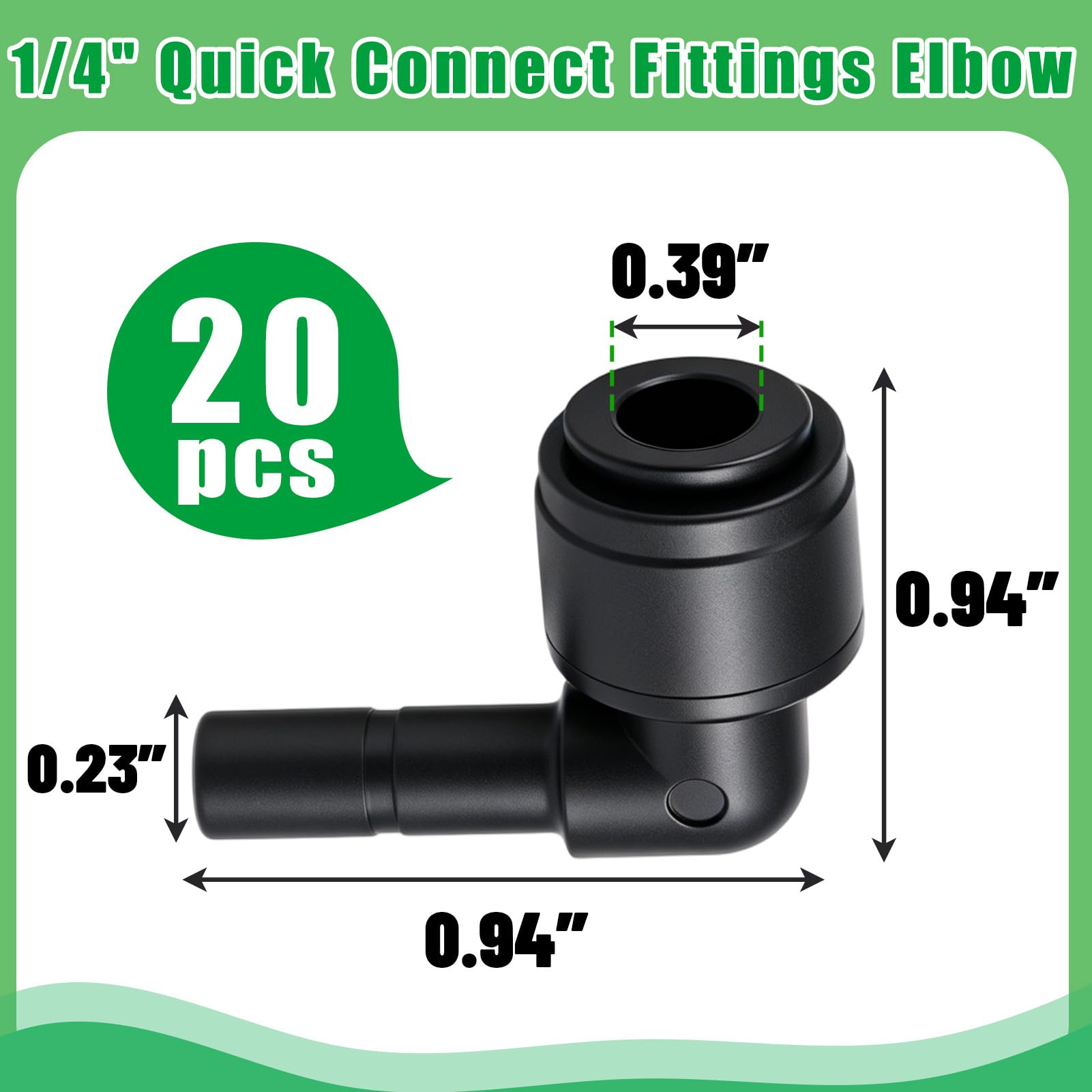 20 sztuk 1/4" złączek kolankowych Push-to-Connect, system nawadniania gadów, szybkozłączki 1/4", złączki do systemu nawadniania gadów do akwarium, wiwarium, systemu nawadniania