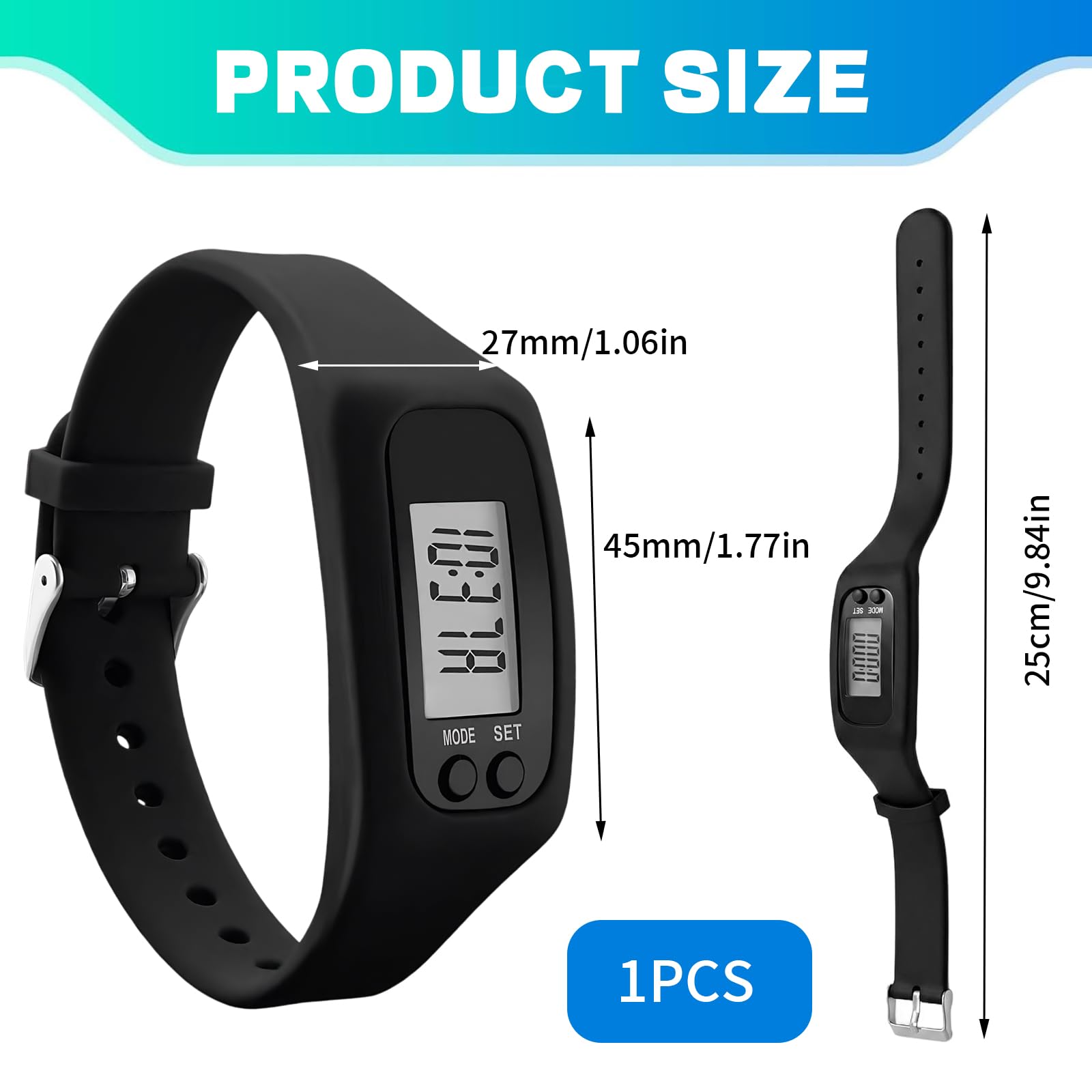Mini Podometre électronique 3D, Podomètre Bracelet, Compteur de Pas, sans Application, Idéal pour La Marche, Le Fitness Et Les Trajets Quotidiens, Convient Aussi Bien Aux Hommes qu'aux Femmes