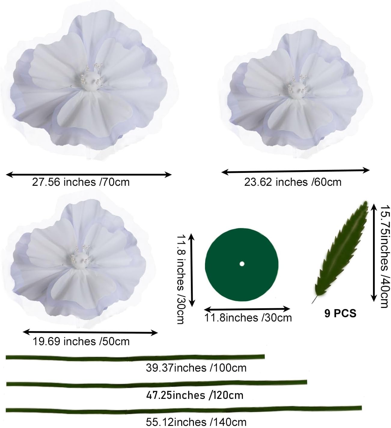 Giant Flowers for Decoration with Stand,Large Flowers for Decoration,Giant Flower(White), Flores Gigantes para Decoracion, Big Petal Flowers