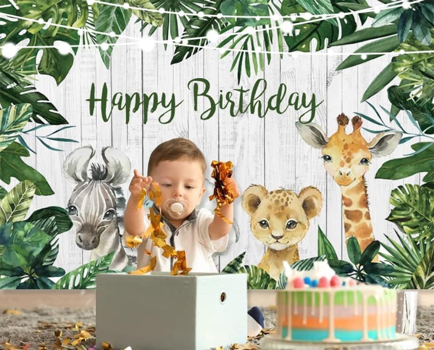 Miniatura 5 de Telón de fondo de cumpleaños con temática de animales de selva, suministros para decoración de fiesta de cumpleaños, bosque, zoológico, animal,