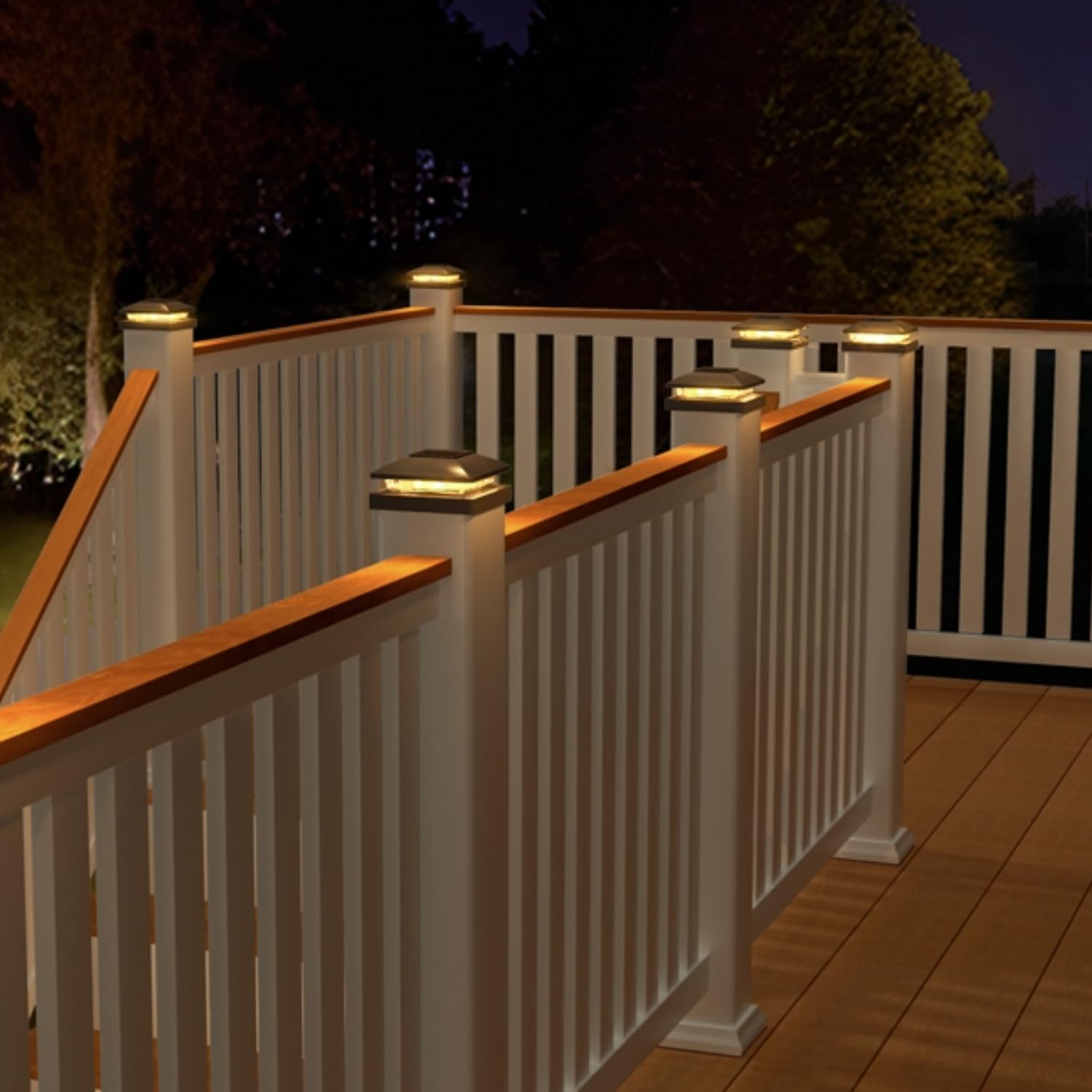 Gresonic Lampa słupkowa, solarna osłona słupka, ciepła biel, 2 temperatury barwowe, IP65, wodoszczelne lampy słupkowe do słupków ogrodzeniowych, drewnianych platform ogrodzeniowych (ciepła biel, 8 szt