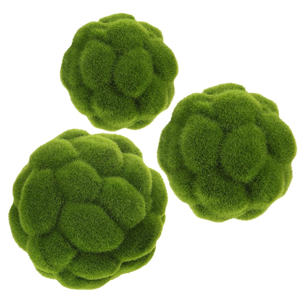Zerodeko 3 Stück Künstliche Mooskugeln Grün aus Flocking Schaumstoff | Aufhängen an Decken und Fenstern, Naturgetreue Form, Dekorative Topiary Kugeln für Bastelarbeiten