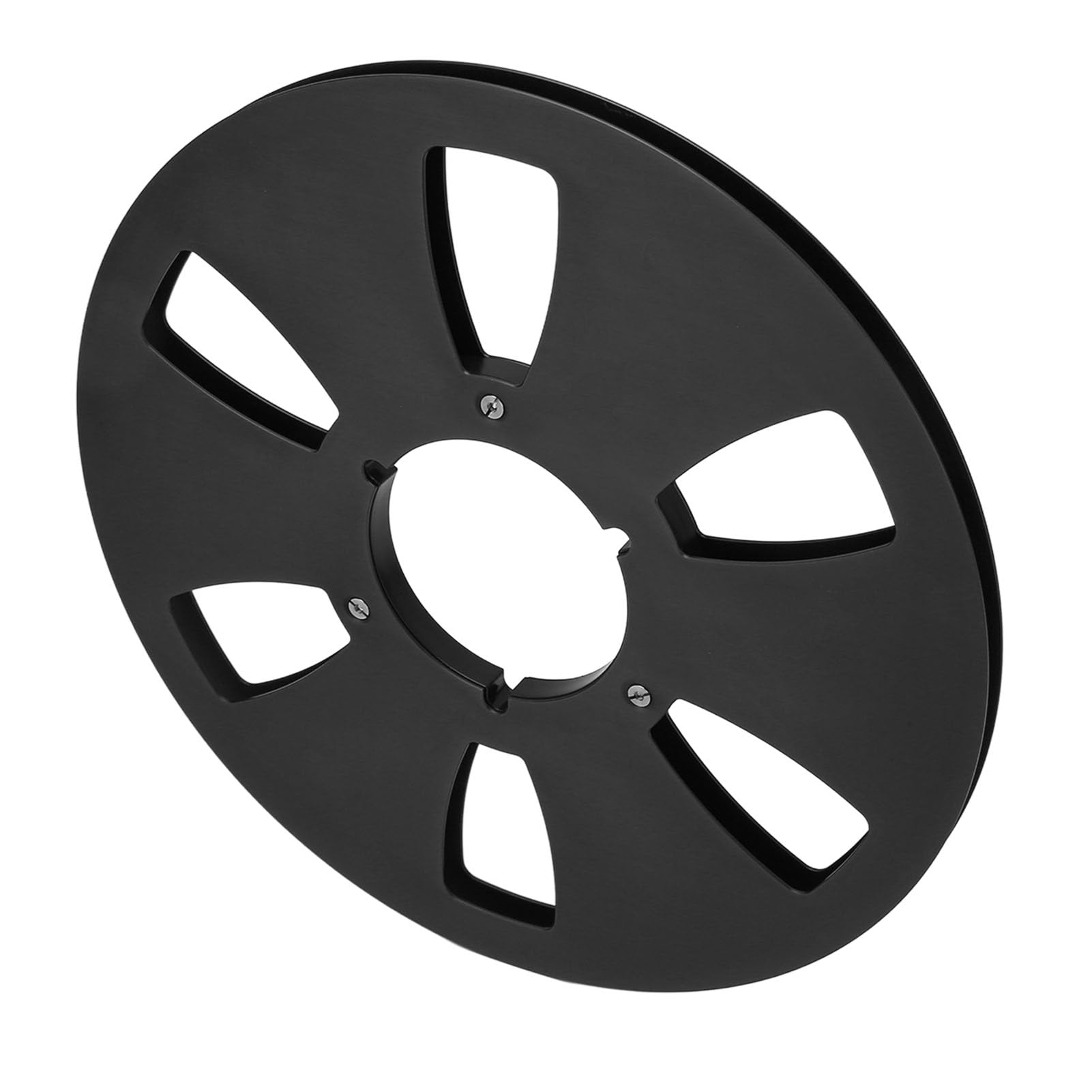 1/4 x 10 Empty Take Up Reel to Reel Tape Hub, 6 Holes Nab Open Reel Audio Aluminum Alloy 10 inch Empty Tape Reel Recording Takeup Reel, Tape Reel Empty Disc Opening Parts (Black)
