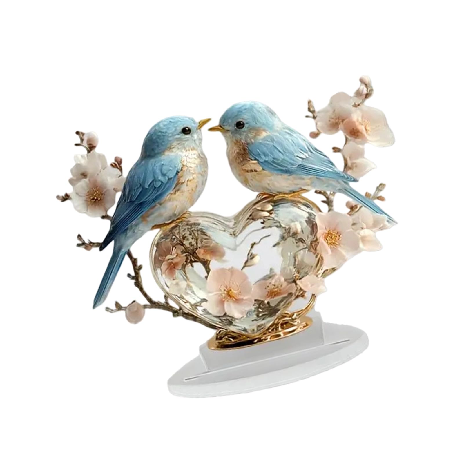 HDOYTXXM Flower Branch Bird Sculpture Statue Collectible Decorative Figurines, Home Bookshelf Desktop Decors Gift Acrylic Flower Branch Bird Sculpture for Home Desk Decoration