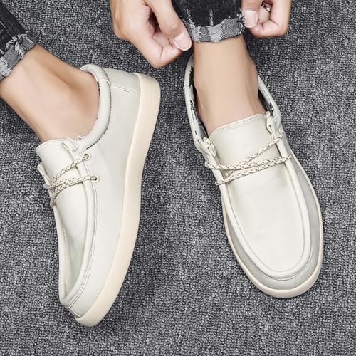 Men's Fashion Soft Flat Lace Up Casual Loafers Shoes with Arch Support Lightweight Round Toe Low Top Non-Slip Walking Boat Shoes for Driving Outdoor Work Office3
