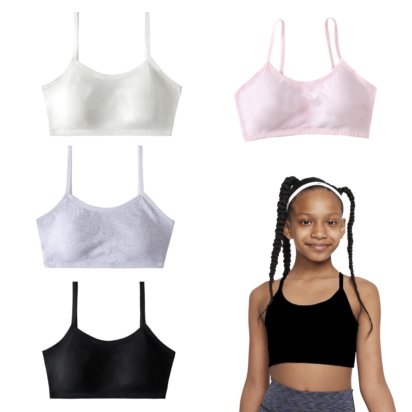 Sujetador Deportivo para Niñas 4 Piezas Algodón Top