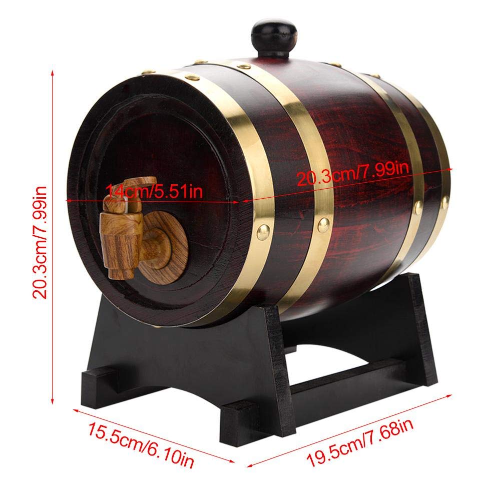 GOTOTOP Barril de madera de 1,5 l, barril de vino dispensador, barril de roble con grifo, barril para barril de madera para almacenamiento o vino envejecido