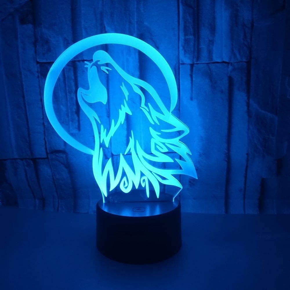 COOLBABY3D wolf Night Light led lamp 7 Colors USB Charge Desk Table Bedroom Decoration Birthday Christmas Baby kids Children Gift Toys