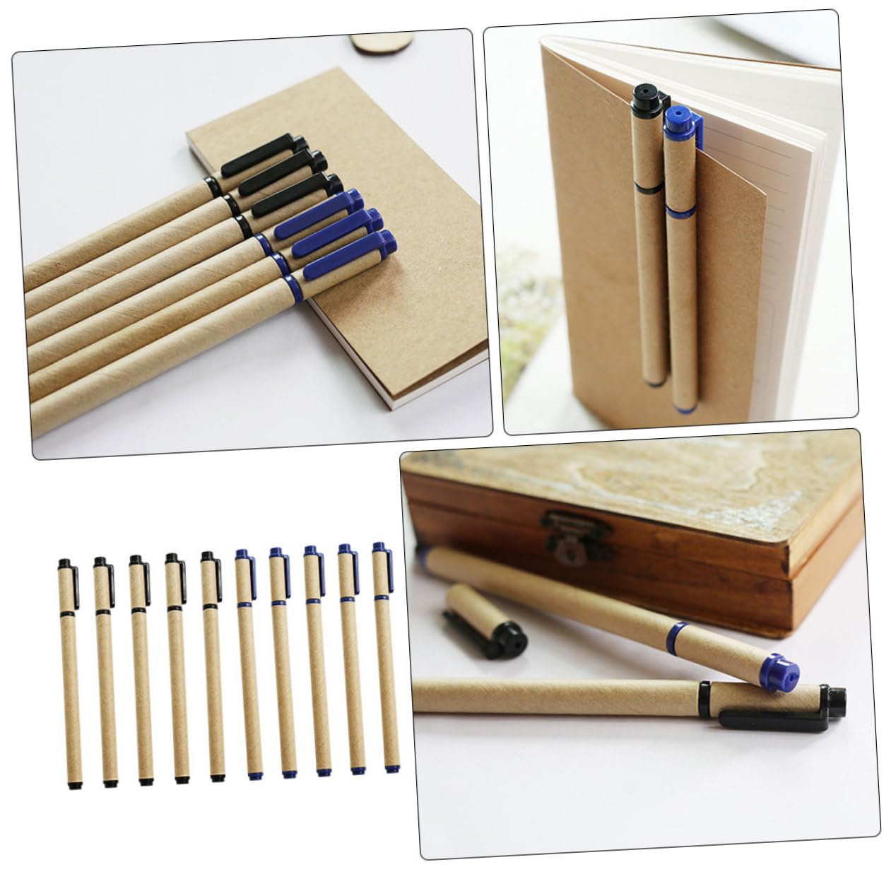 VILLCASE 50piezas Bolígrafos De Gel Kraft Bolígrafos De Estudio Negro y Azul Para Exámenes y Escritura Escolar