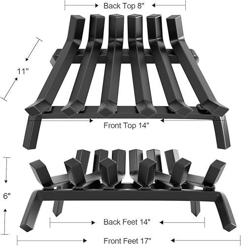 Miniatura 10 de Rejilla de hierro forjado para chimenea de interior de 34 pulgadas de acero macizo para uso en exteriores Herramientas para crear un fuego de madera