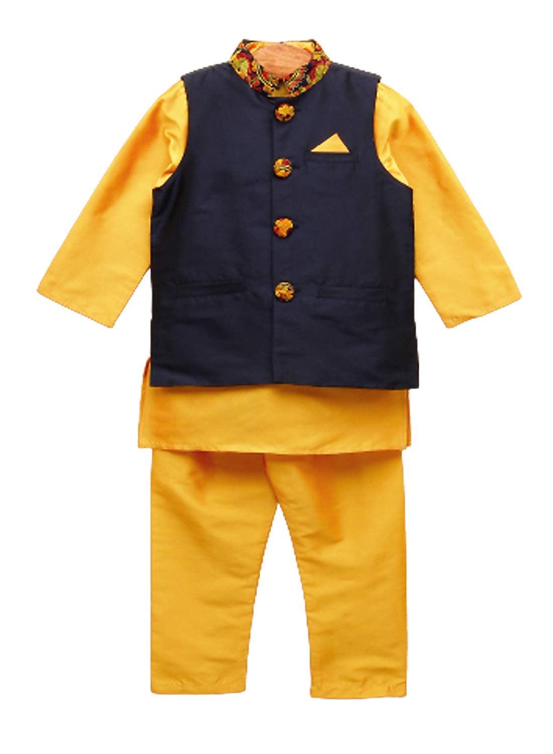 A.T.U.N. All Things Uber nice Baby-Boy's Solid Regular Pyjama Jacket Set (BJKP_Amber-Navy 3-6 Months)
