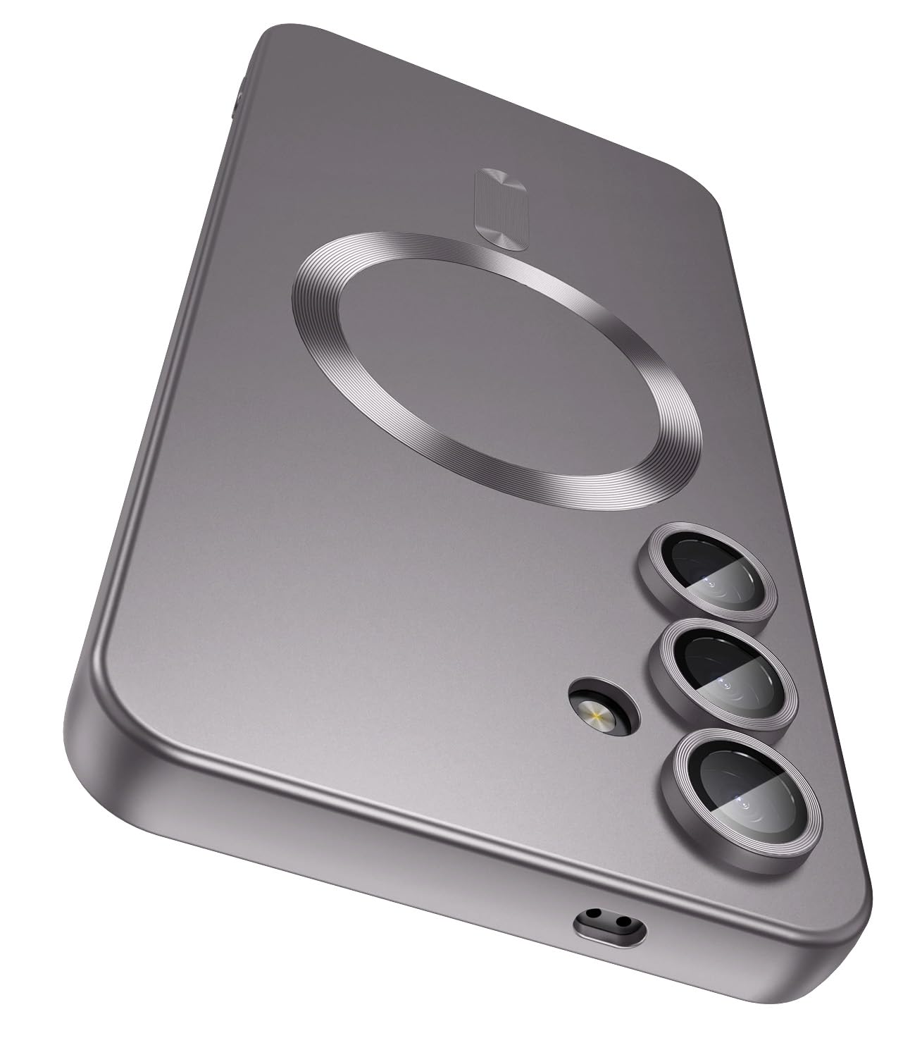 LEKEVO Magnetic for Samsung Galaxy S24 Case [Compatible with MagSafe][Built-in Camera Lens Protector] Slim Soft Silicone Bumper Shockproof Metallic