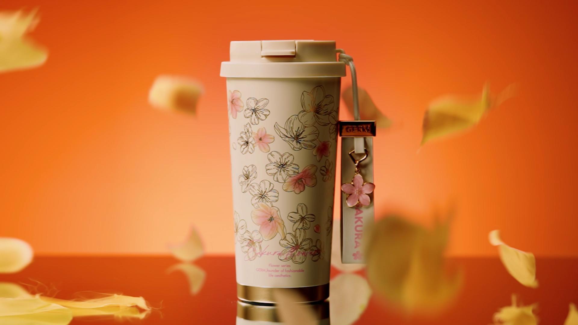 Amazon.co.jp: GERM 花アート系 コーヒー タンブラー ｜500ml 真空断熱
