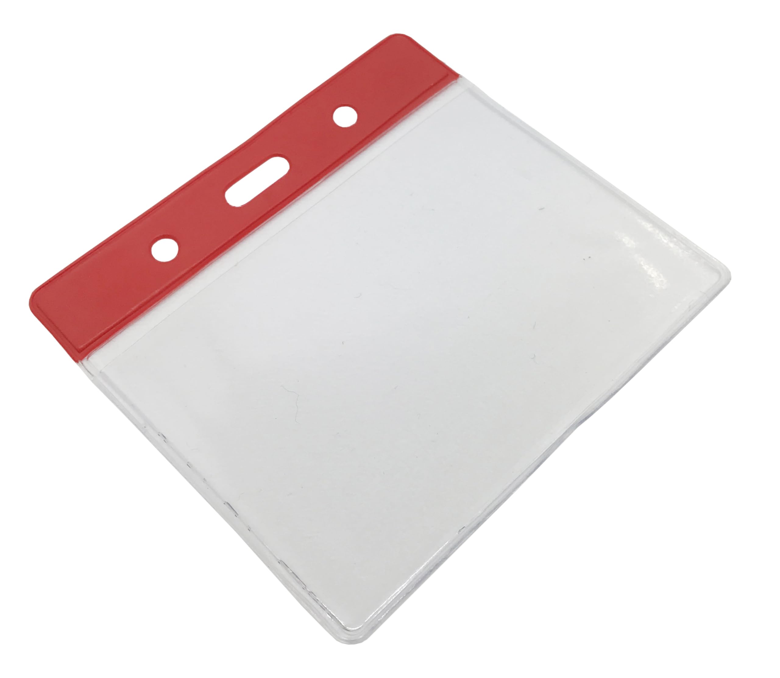 Customcard Ltd ID Badge Pocket Plastic Vinyl Wallet Pouch 60x90mm, Red Header, Flexible, Full Coverage Card Holder - Image 3