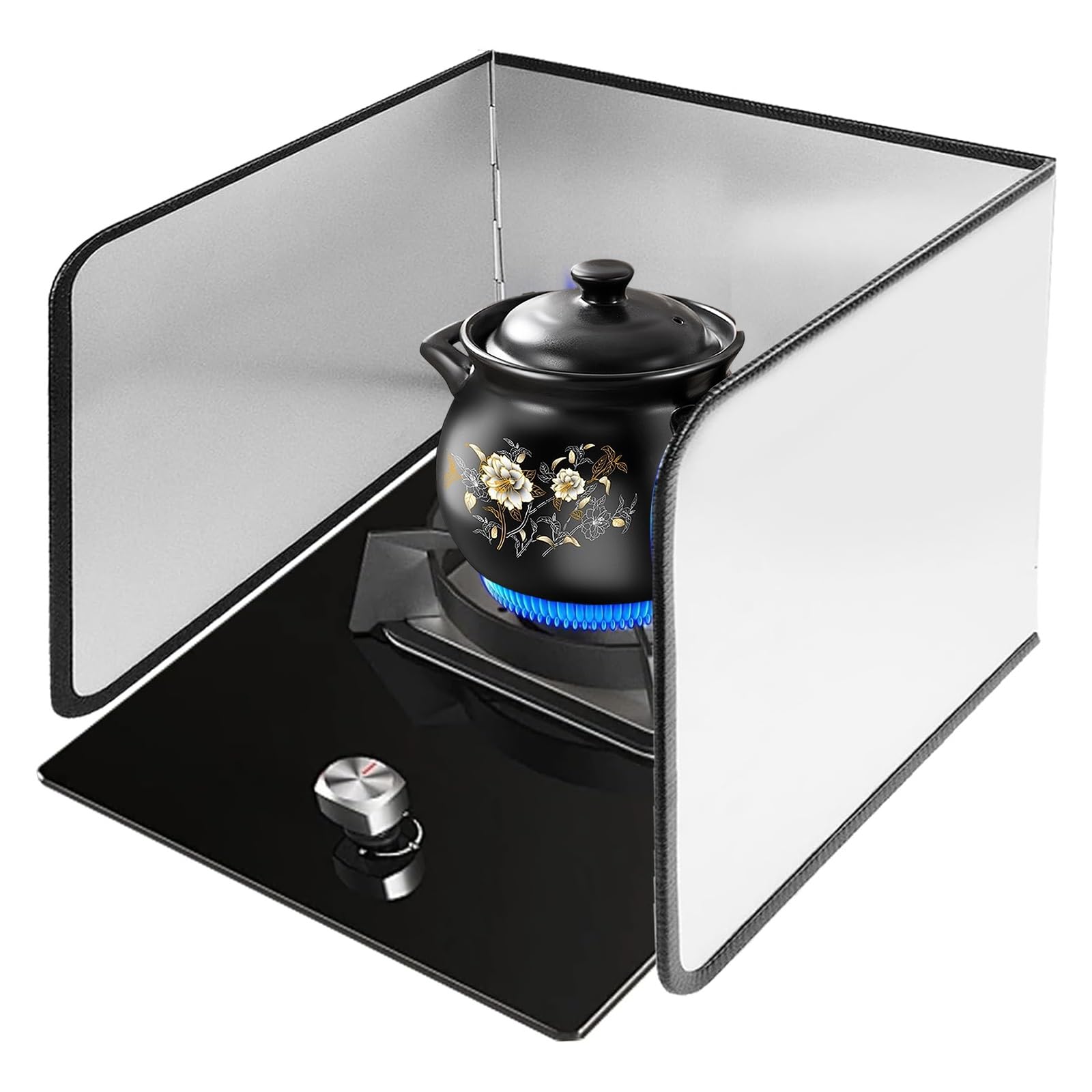 AFQBOEQXY Splatter Guard Splash Back, Stove Splatter Guard Stainless Steel 3-Sided Foldable Silver Multiple Sizes(45x45x45cm)