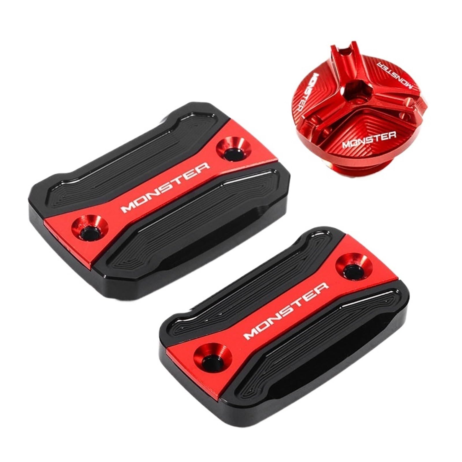 jiningxinxin Compatible With Monster 821 796 795 696 695 Motorcycle Accessories Front Clutch Brake Fluid Reservoir Cap Oil Filler Cover(1 set-red)