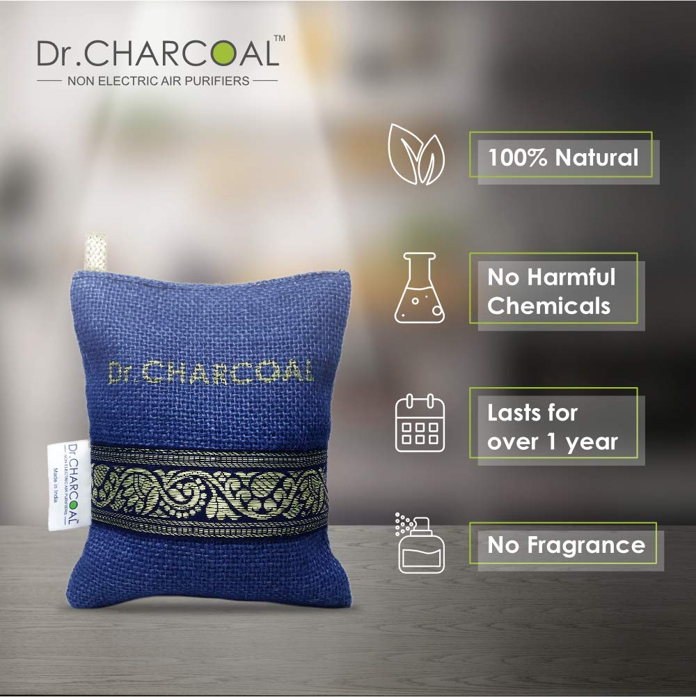 Dr. CHARCOAL Non Electric Air Purifier, Deodorizer And Dehumidifier For Home, Office, Living Room, Kids Room, Bedroom, Pet Areas (500G, Pack Of 3, Classic Neel), Granule 1