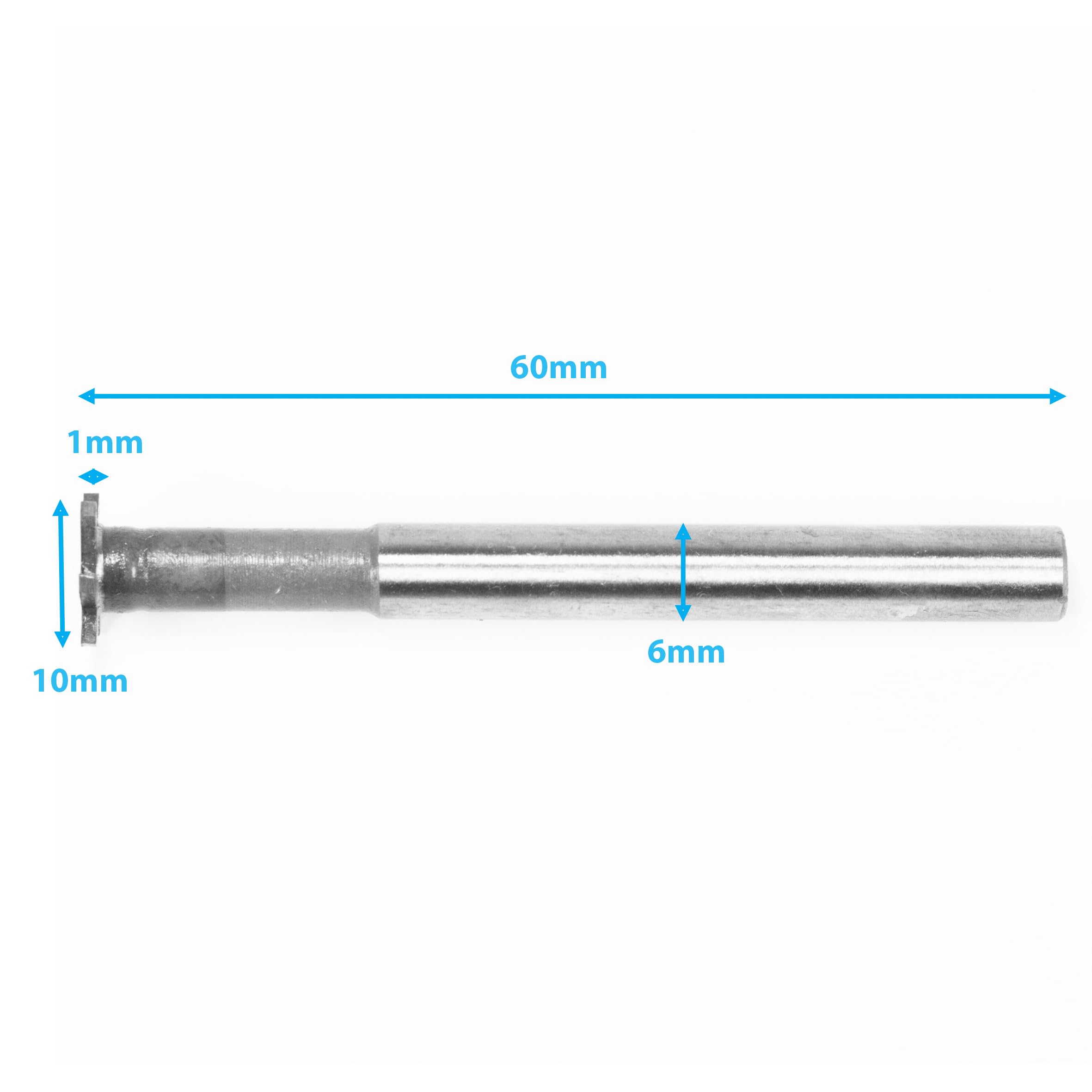 HALLMERS HSS T Slot Milling Cutter 1mm Blade Height 10mm Cutting Diameter 6 Flute Tip Tipped Head 6mm Shank, for Moulding Steel Carbon Iron Alloy, End Mill Router Drill Bit Metalwork Tool