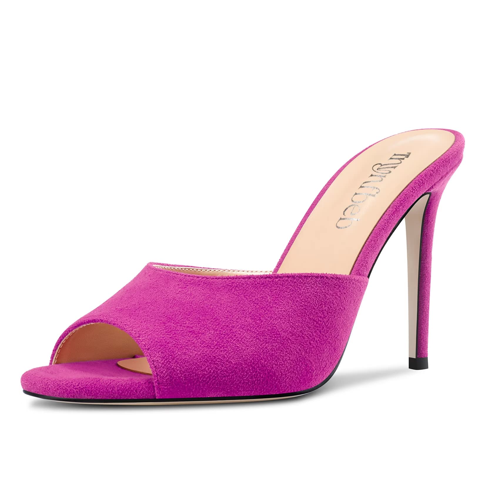 TNYNFBEB Women Stiletto High Heel Peep Open Toe Sandals Slingback Slip-on Wedding Office Cute Basic Classic 3.9 Inches Heels