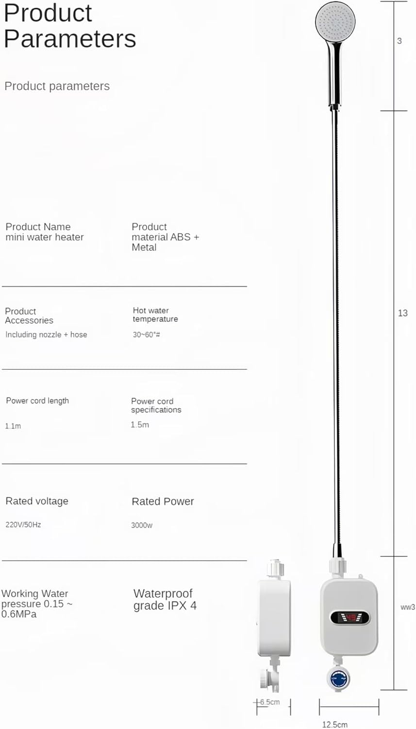 Instant Water Heater LCD Digital Display Thermostatic Shower Water Heating Device Stainless Steel Tankless Rapid Heating Machine