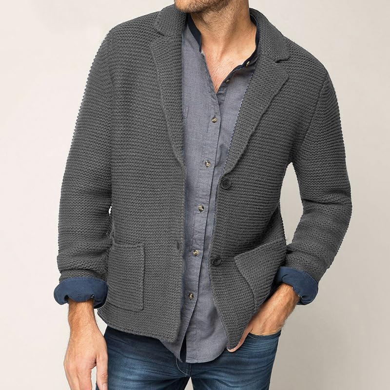 Autumn and Winter Sweater Cardigan Men's Lapel Knitted Blazer2
