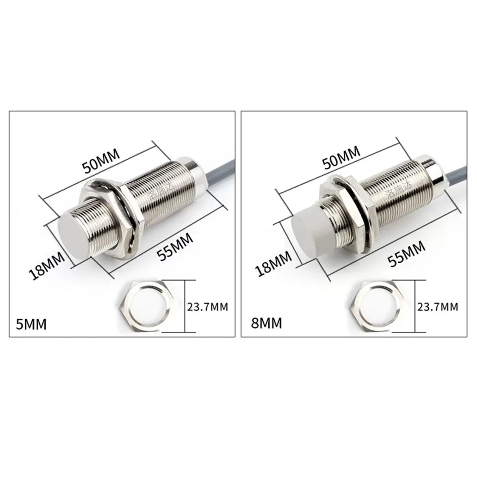 1 Uds interruptor de Sensor inductivo M18 con rosca sin rosca NPN PNP 3 cables interruptores de proximidad NO NC 5mm 8mm 12mm 16mm 20mm(M18 Flat Head,NPN NC,Detect Distance 5mm)
