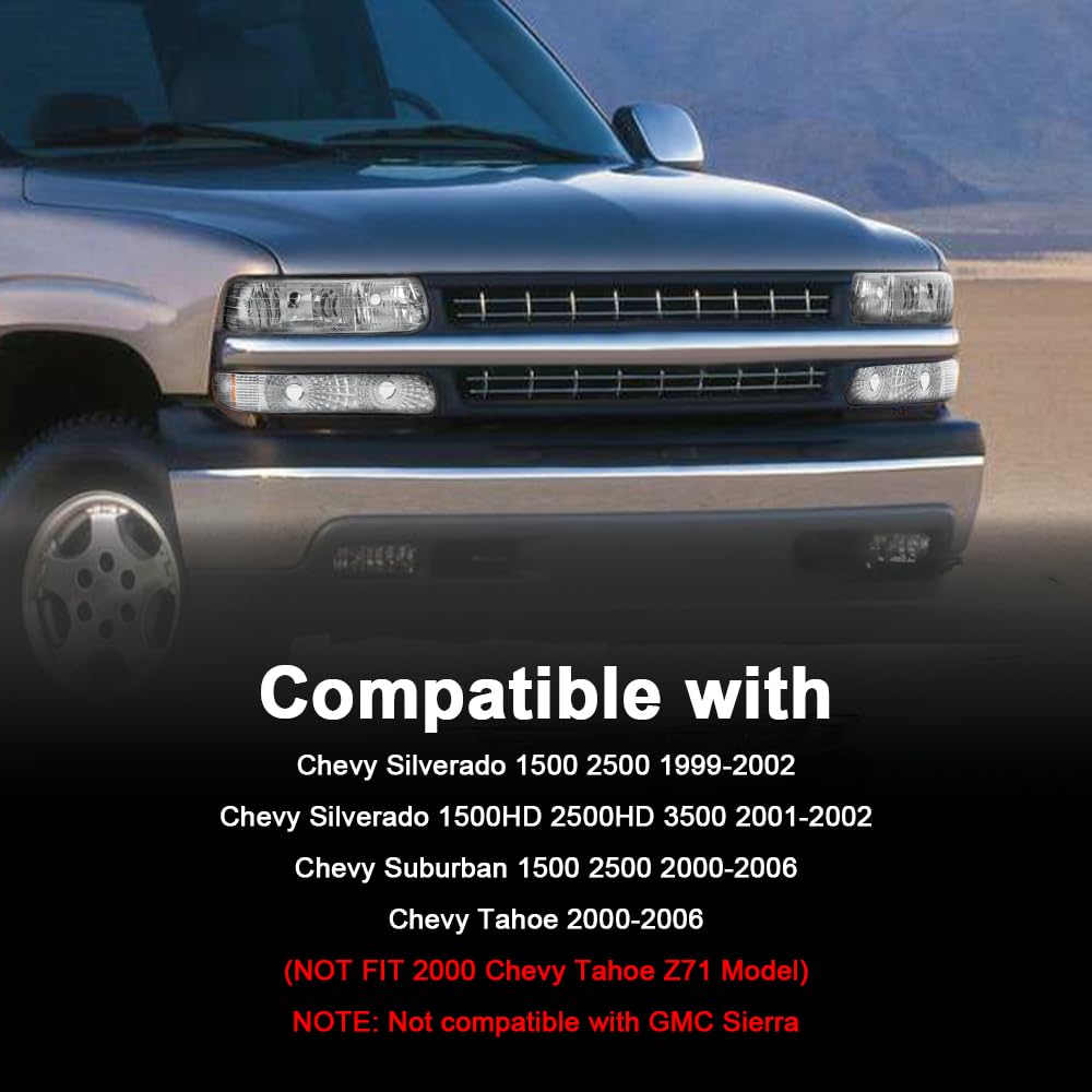 Juego De Faros Delanteros Ahumados/Tintados Para Chevy Silverado 1999-2002 (Superior+Inferior)