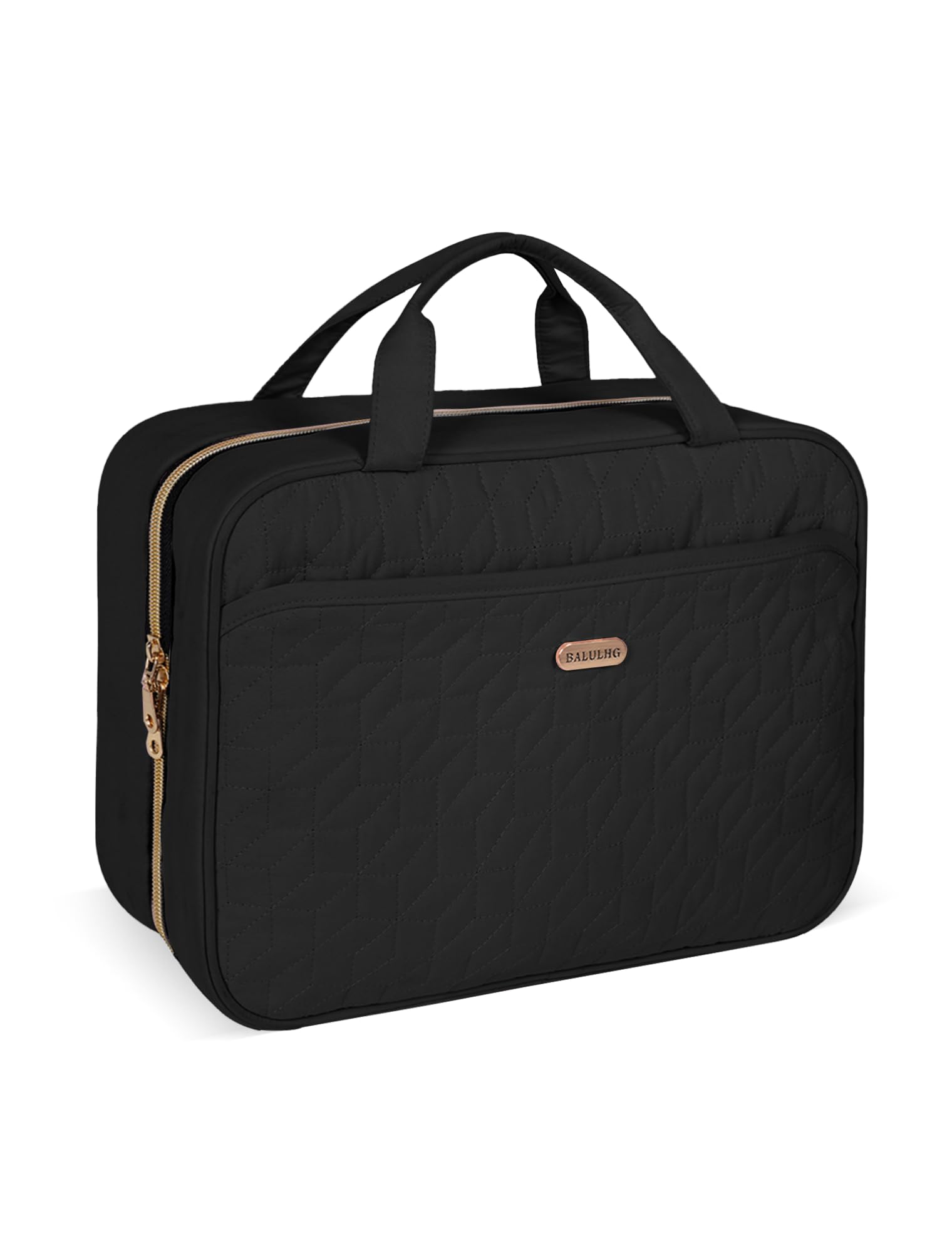 BALULHG Black Toiletry Bag, Makeup Organizer, Travel Bag For Women Mens Toiletries, Waterproof with Hanging Hook, Large Capacity