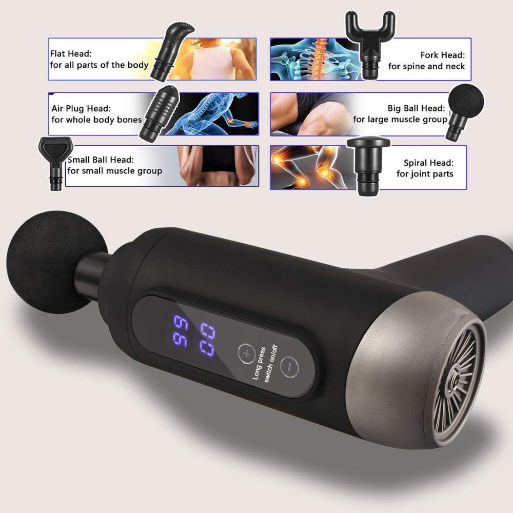 Pistola per massaggio a fascia Massaggiatore a percussione muscolare per tessuti profondi Rilassamento del corpo Vibrazione Esercizio portatile ad alta frequenza Fitness-QY-005-Blu britannico_1