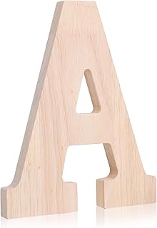 Oubest Wooden Letters for Wall Decor, 8 Inch High, 0.67 Inch Thick Blank Unfinished Wood Standing Large Alphabet Letters for Crafts, Home, Table, Shelf, Party Decor, DIY Painting Projects (Letter A)