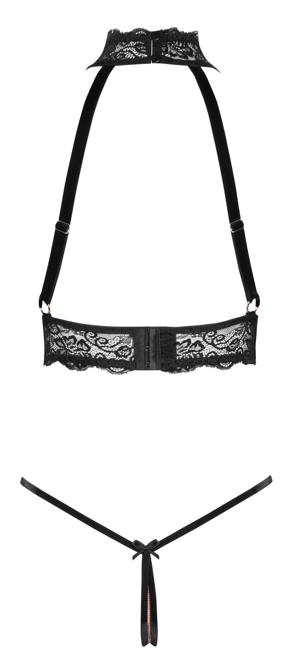 Abierta Fina Dessous-Set, Schwarz, S