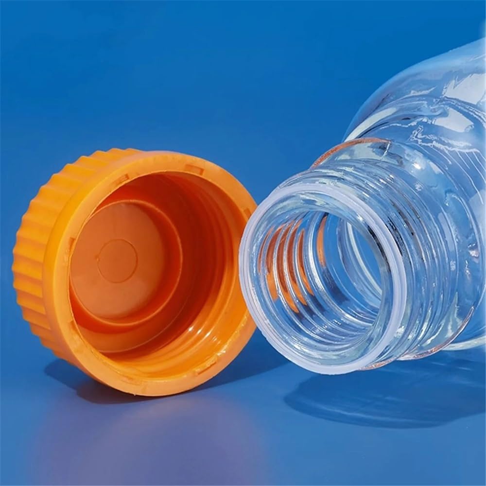 Botella de reactivo de vidrio de borosilicato de 2000 ml con rosca azul. Material de laboratorio de vidrio de borosilicato.