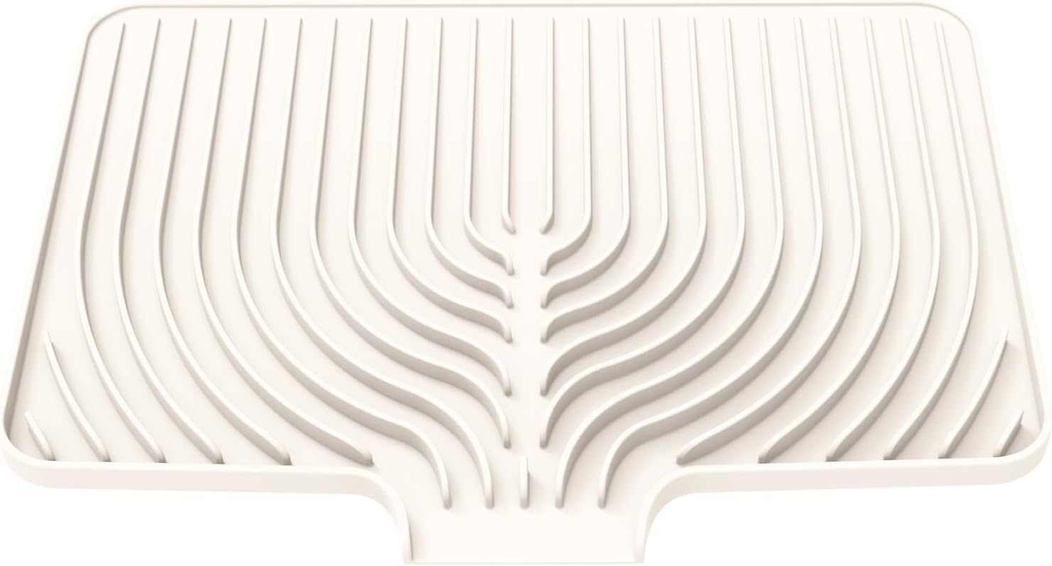 Dish Drying Mat for Kitchen Counter, with Built-in Drain Lip, Food-Grade Silicone, Easy Clean Pad for Countertop Protection, Multi-Functional Use (18x11.8, Cassava White) - Image 9