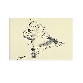 ピカソの猫アート・可愛い猫の絵画・キャンバス 30*40 ピカソ抽象画 猫絵画 抽象画 アート60×40cm キャンバスアート