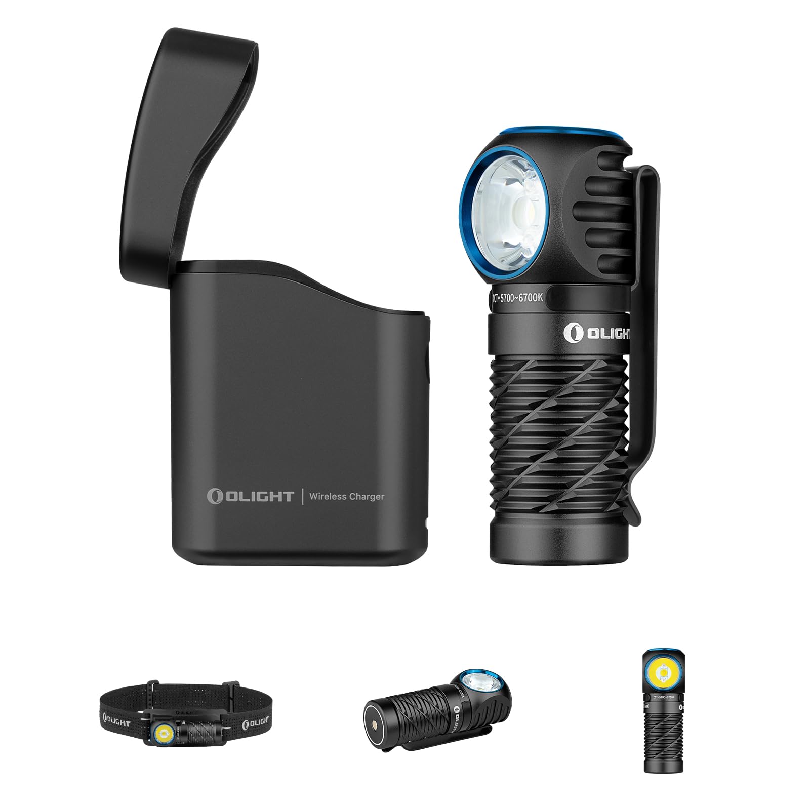 OLIGHT Perun 3 Mini Kit Lampada Frontale 1250 Lumen, Torcia Ricaricabile con Powerbank 5000mAh Portata 155m IPX8 5 Modalità Luce Ideale per Outdoor Trekking e Lavoro (Nero)