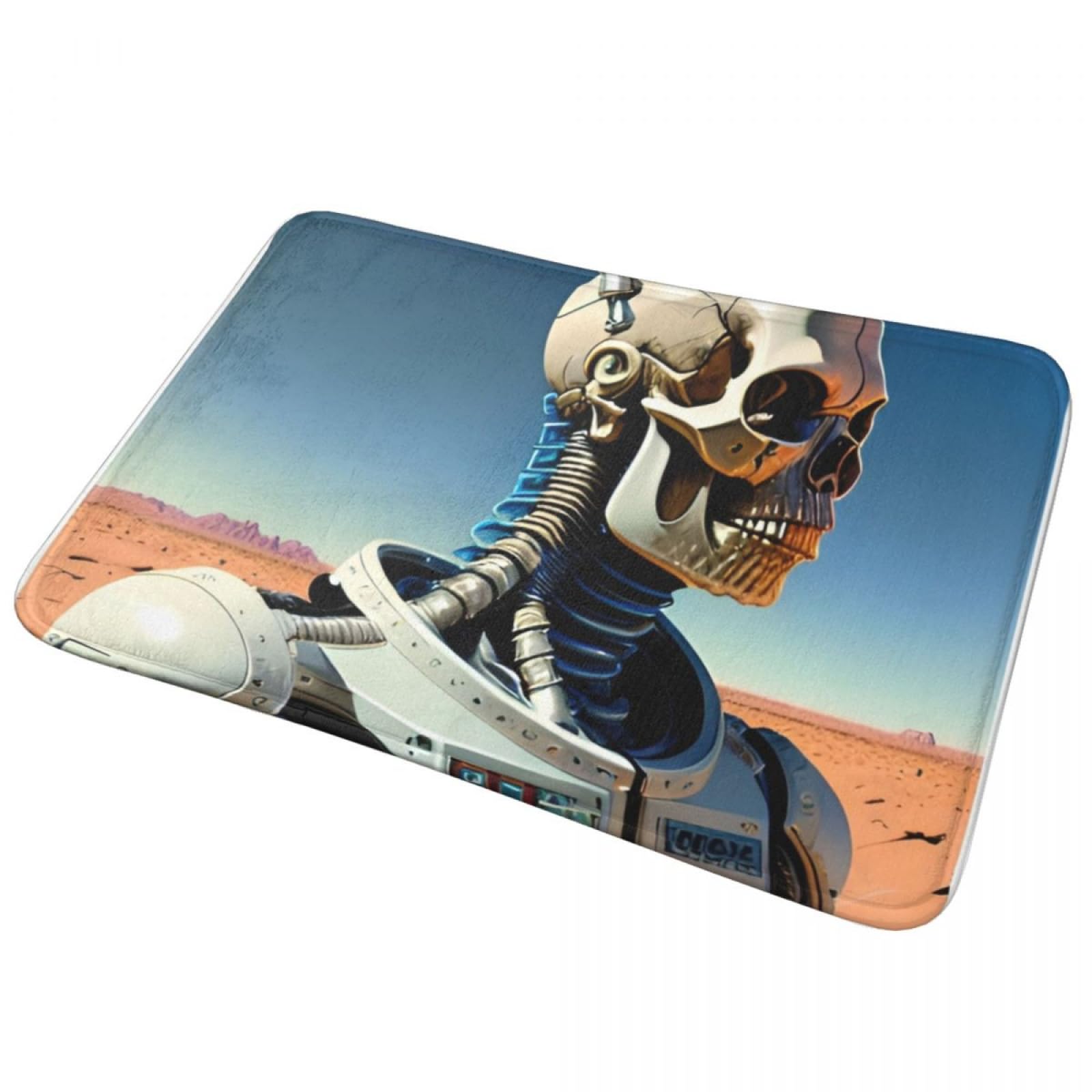 Paillassons pour entrée design cyborg skull tapis absorbant et antidérapant de couloir