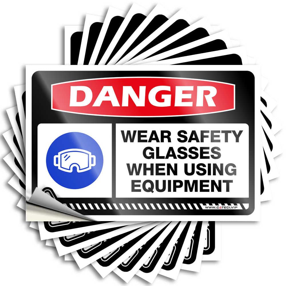 Decals Square, Hunting Door Danger Wear Safety Glasses When Using Equipment | Home Bar Accessories(12X18CM)