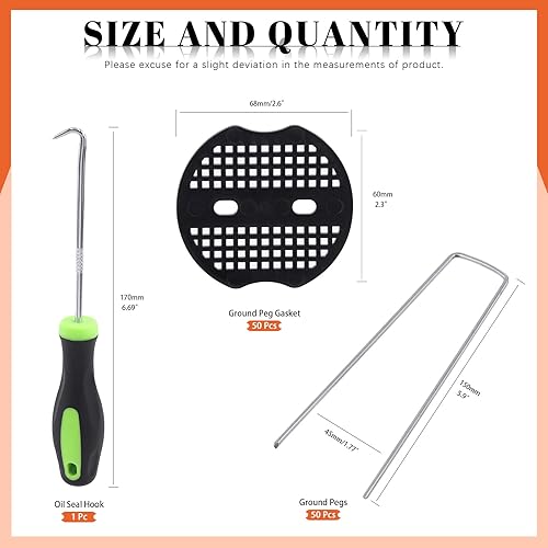 Miniatura 2 de Tanstic Juego de 101 estacas de jardín, incluye 50 grapas de paisaje de 6 pulgadas, 50 juntas con 1 gancho, estacas de jardín resistentes en forma