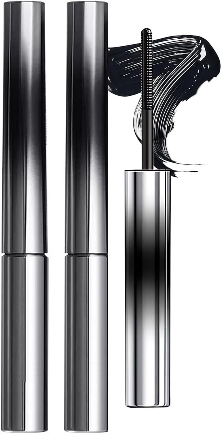 2-Pack Iron Wand Mascara, Tubing Mascara, Black Washable – Volumizing, Lengthening & Curling with Metal Wand | Smudge-Proof, Flake-Free, Clump-Free