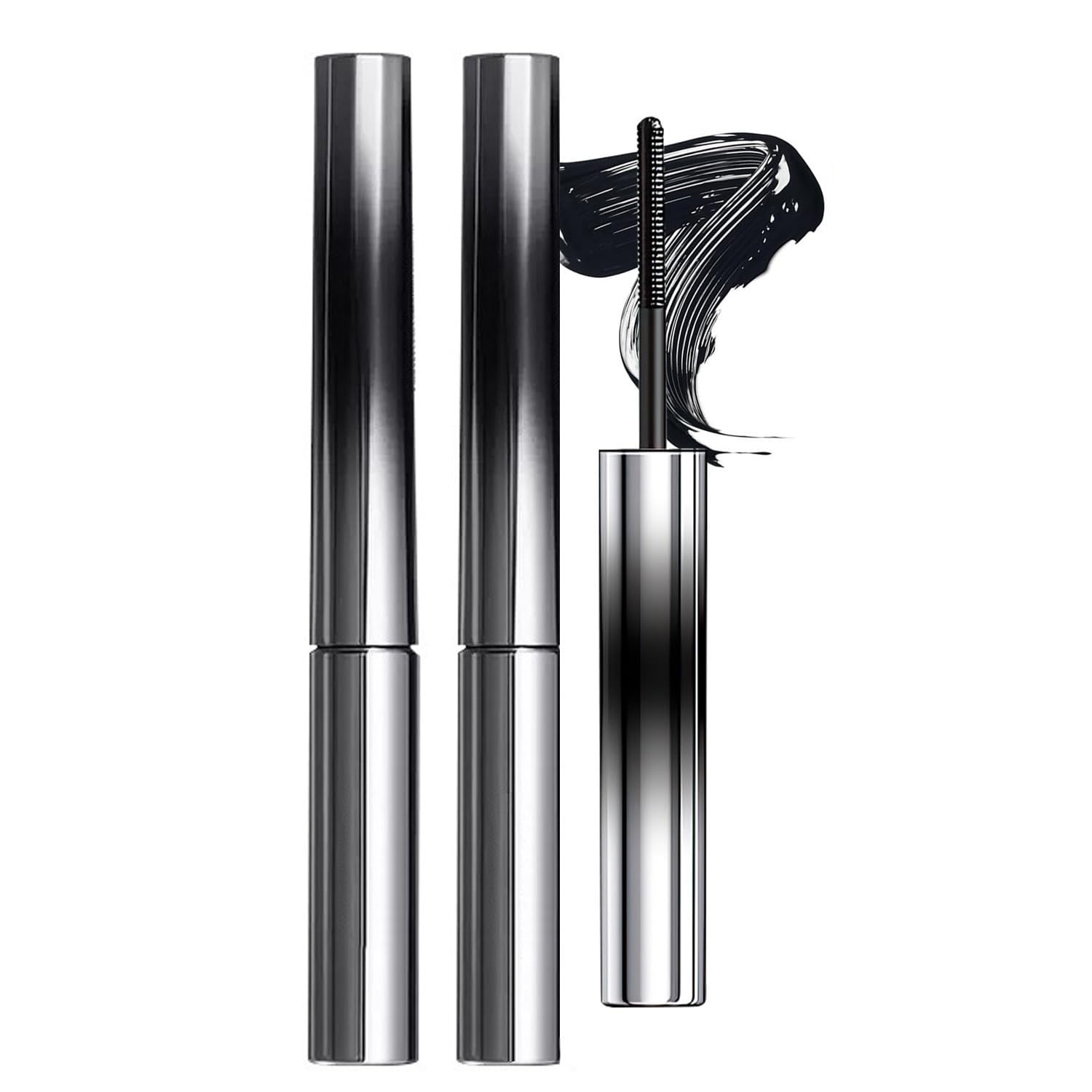 2-Pack Iron Wand Mascara, Tubing Mascara, Black Washable – Volumizing, Lengthening & Curling with Metal Wand | Smudge-Proof, Flake-Free, Clump-Free