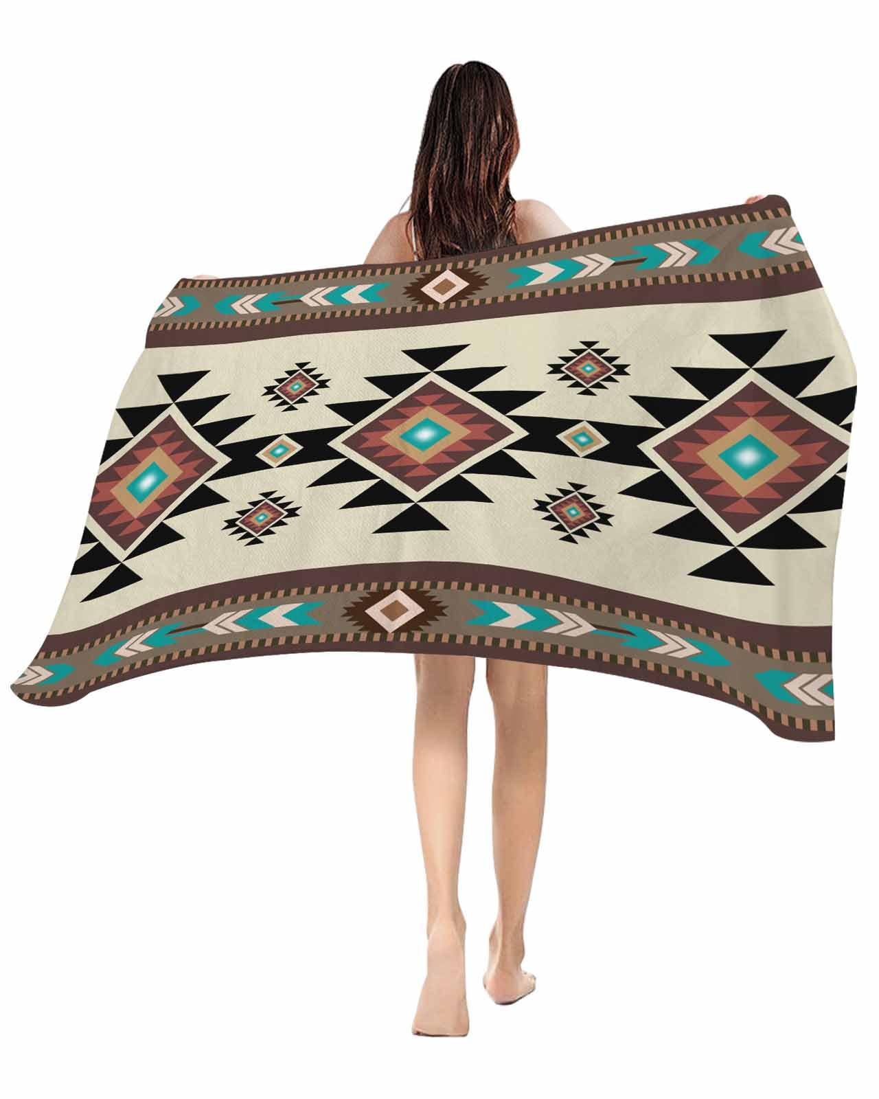 Amazon.com: Beach Towel Brown Aztec Ethnic Art Quick Dry