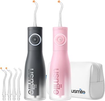 Couples Travel Bundle usmile C30 Water Flosser Pink & Black + White Travel Case
