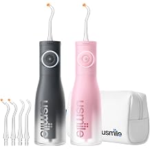 Couples Travel Bundle usmile C30 Water Flosser Pink & Black + White Travel Case