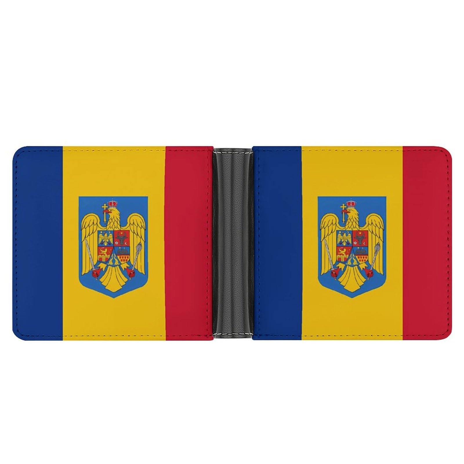 Flag of Romania Funny Men's Slim Bifold Wallet with Multiple Card Slots Front Pocket Purse