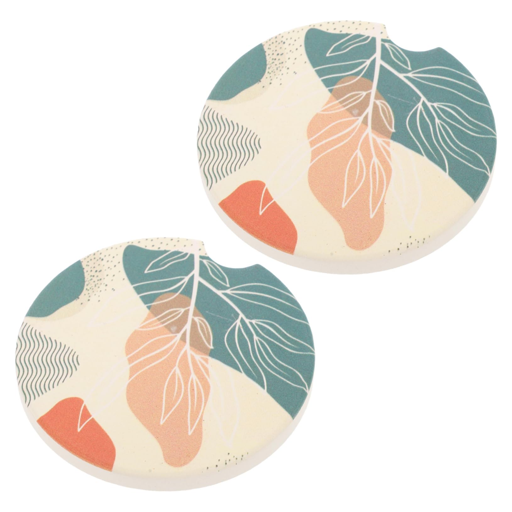 GRIRIW Boho Style Car Cup Coasters Set of 2 Ceramic Material Anti-Slip Car Interior Decor