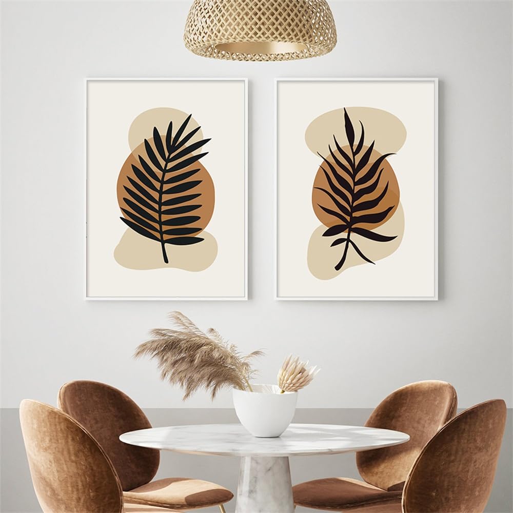 Wuhbcz Multicolored Pictures,Boho Abstract Geometric Leaves Posters Canvas Painting Wall Art Print Pictures For Bedroom Living Room Bedroom Office Home Decoration-40 * 60Cm*2Pcs (No Frame)