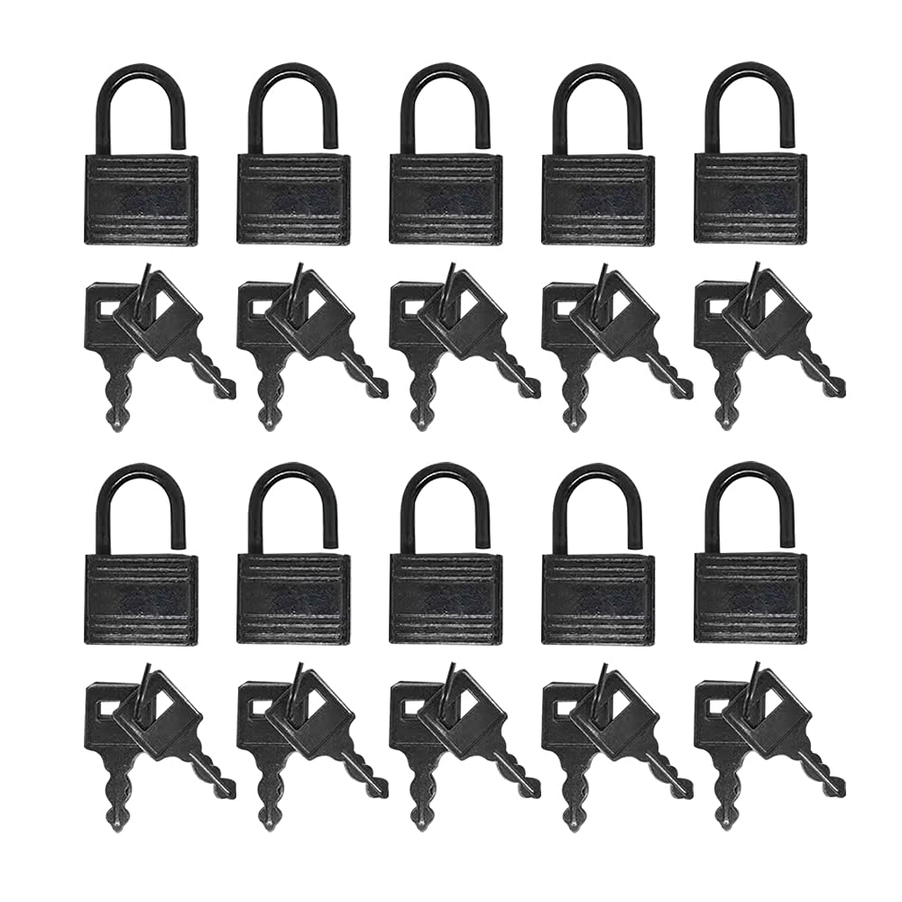 10 Pcs Mini PadlocksCute Diary Padlocks Black Small Luggage Locks with Keys for Luggage Laptop Bag Locker