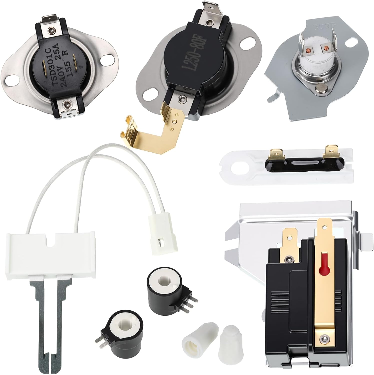 Copkim 279834 Gas Dryer Coil kit Gas dryer Connector Repair Kit Compatible with Kenmore WP338906 Flame Sensor Igniter Solenoid Coils Part, 279311, 3387134, 3392519, 3977393, 3977767